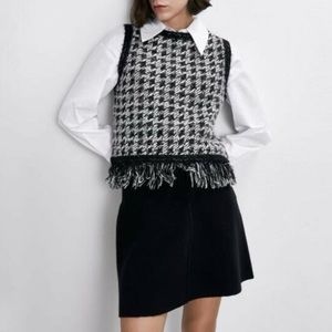 Zara knit vest with fringe detail